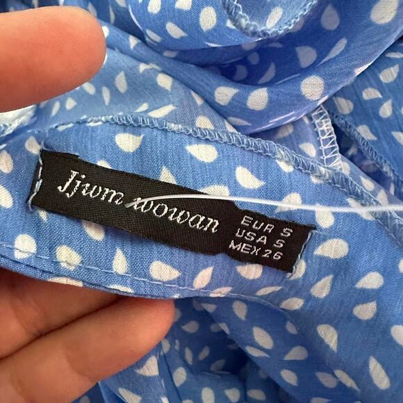 Womens Dress Size Small Blue Ruffles Summer Girly Cottage Garden Party Vacation - Picture 7 of 8